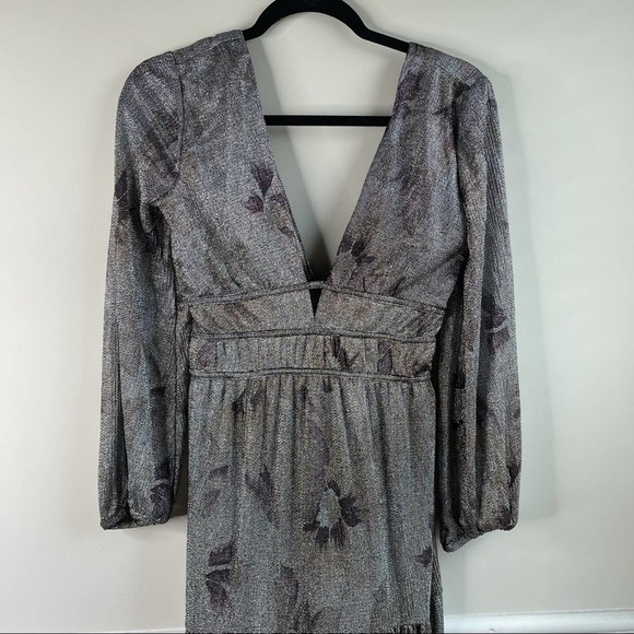 BA&SH metallic silver floral Lili Noir maxi dress - Picture 2 of 14